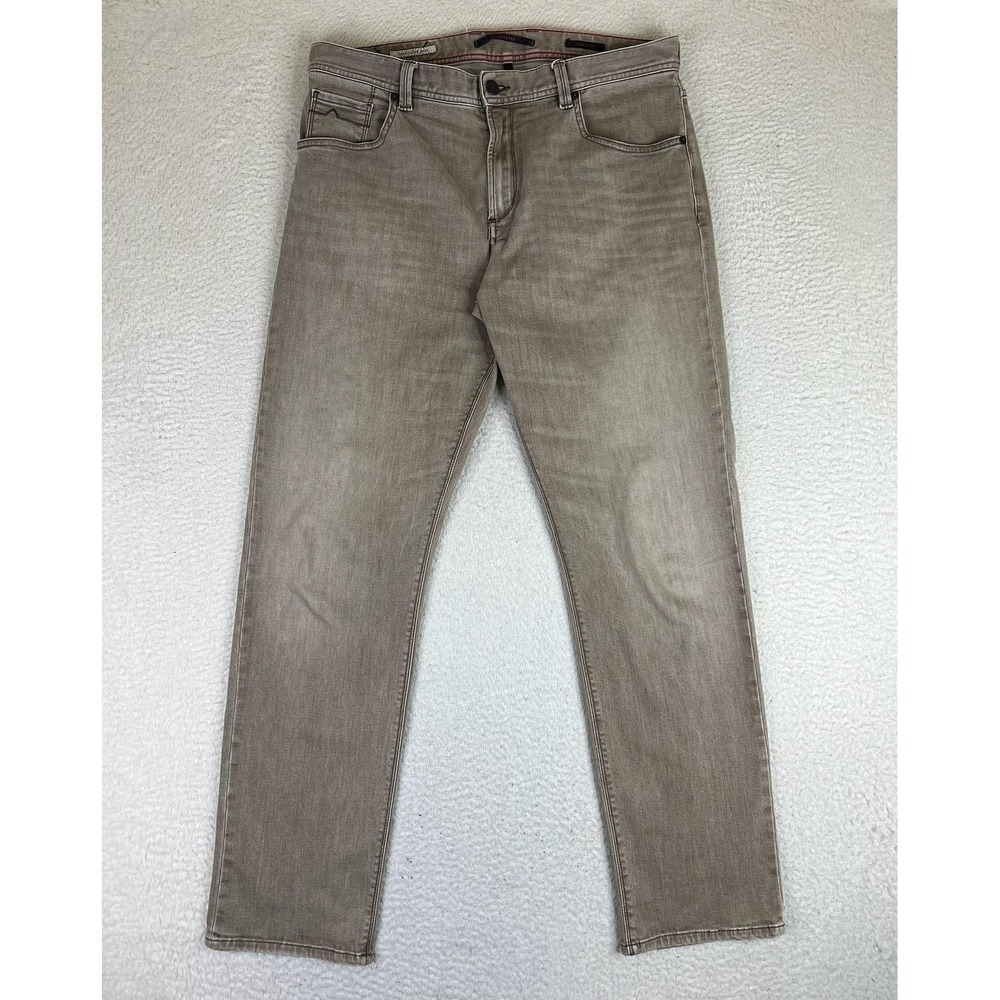 Alberto Jeans Mens 35x32 Gray Stone Coloured Denim Modern Slim Fit Stretch 5017